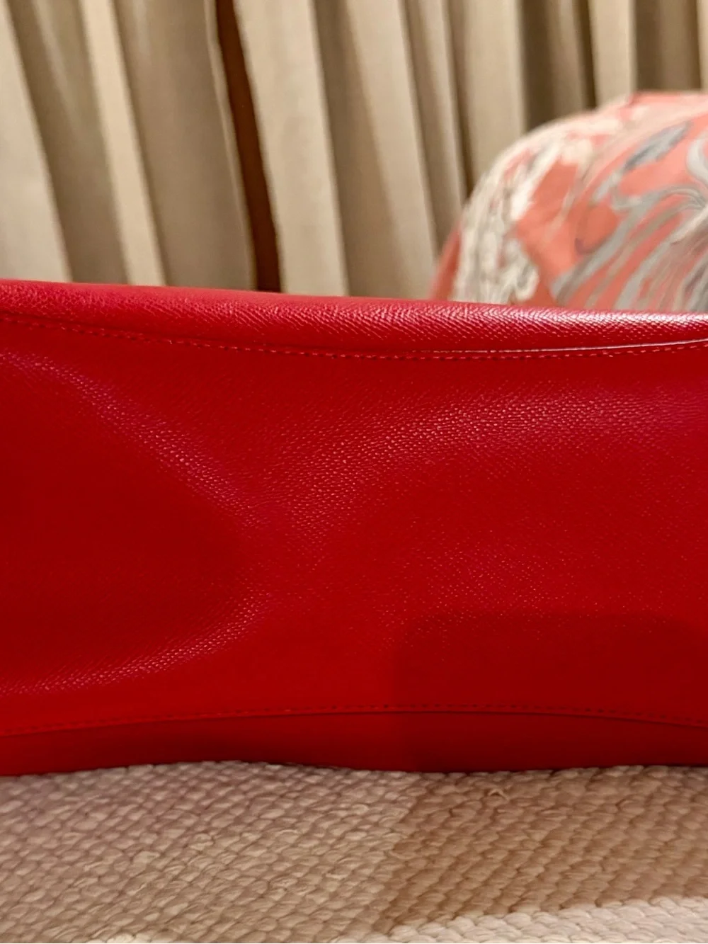 Michael Kors Bright Red Saffiano Leather Tote with Gold Hardware
